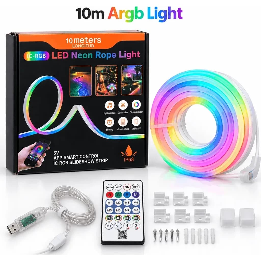10M ARGB Neon Rope Light – App & Remote Control