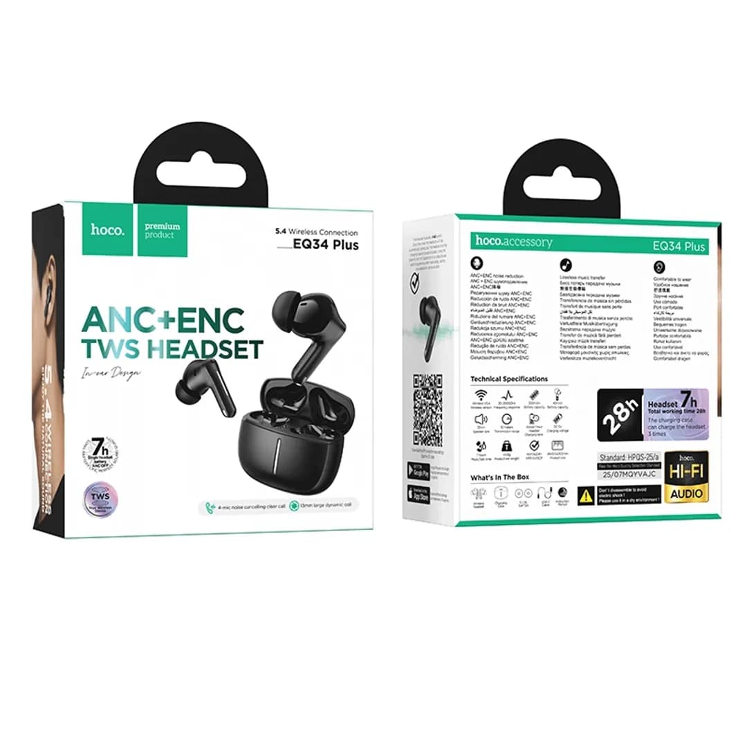 EQ34 Plus Rima ANC+ENC TWS Earbud (App Supported)| Long 7-Hour Playtime & Bluetooth 5.4